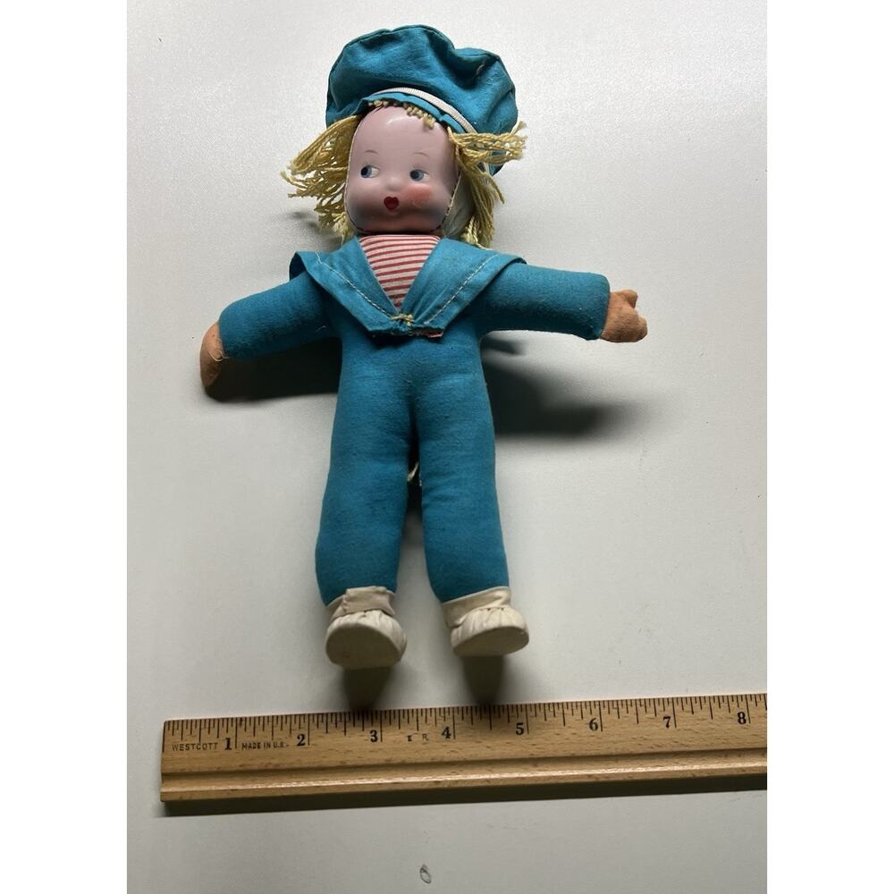 Vtg 1940’s Ethnic Hungary Girl And Boy Sailor Dolls Cloth‎ Body Celluloid Face - Picture 4 of 4